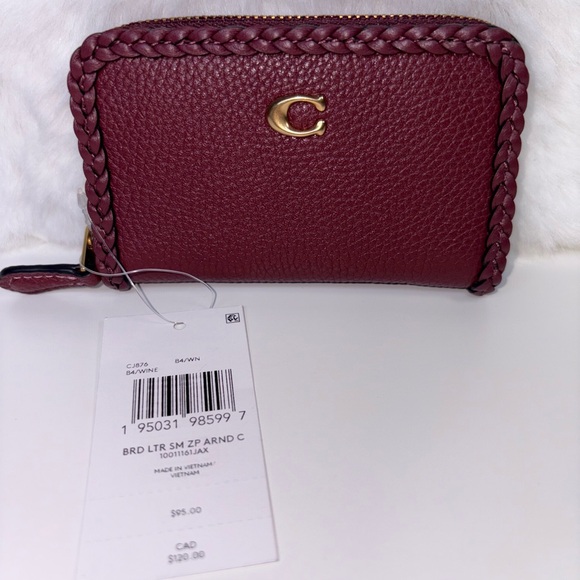 Coach Braided Leather Small Zip Around Wallet - Picture 4 of 9